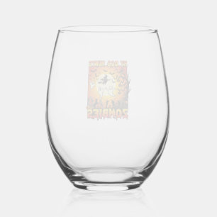 Dog Hunts Zombies Halloween Ghosts Witch Moon Stemless Wine Glass