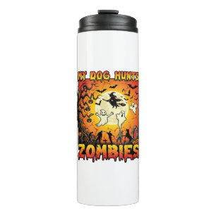 Dog Hunts Zombies Halloween Ghosts Witch Moon Thermal Tumbler