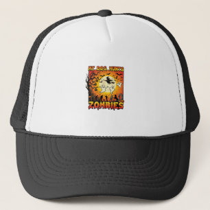 Dog Hunts Zombies Halloween Ghosts Witch Moon Trucker Hat