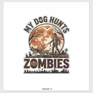 Dog Hunts Zombies Vintage Halloween Vector Design_