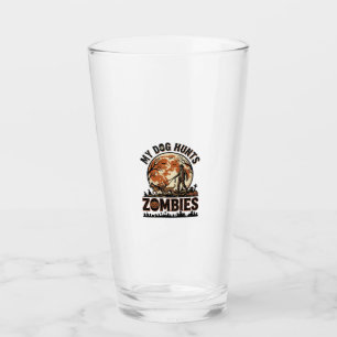 Dog Hunts Zombies Vintage Halloween Vector Design_ Glass