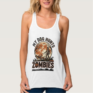 Dog Hunts Zombies Vintage Halloween Vector Design_ Singlet