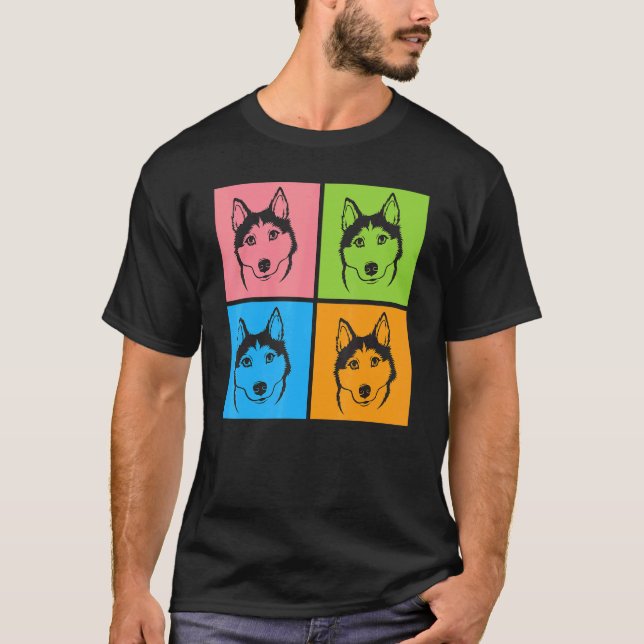 Dog Husky Dog Faces T-Shirt (Front)