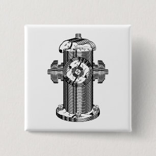 Dog Hydrant 15 Cm Square Badge