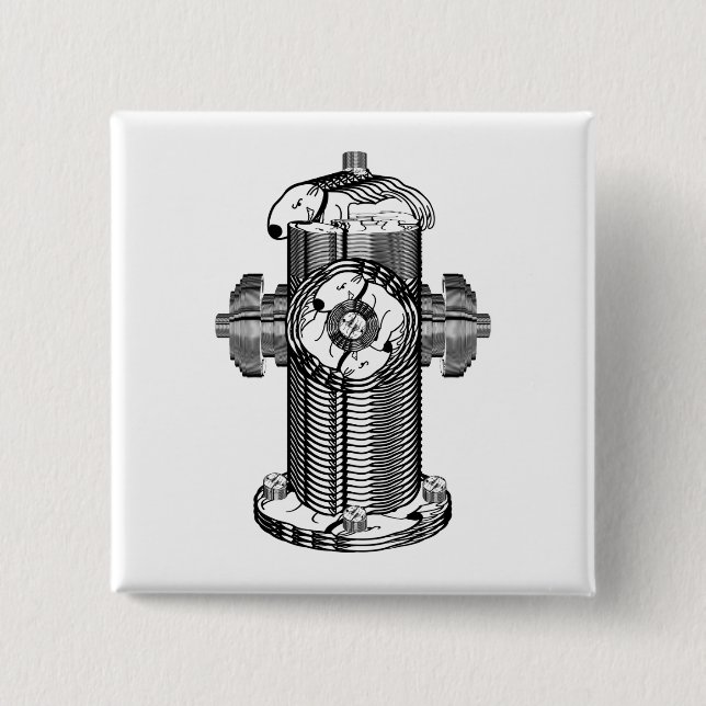 Dog Hydrant 15 Cm Square Badge (Front)