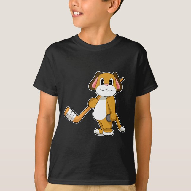 Dog Ice hockey Ice hockey stick T-Shirt (Front)