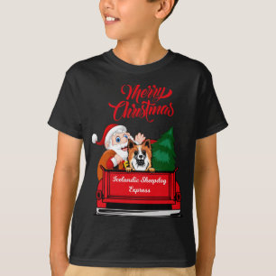 Dog Icelandic Sheepdog With Santa Claus In Red Tru T-Shirt