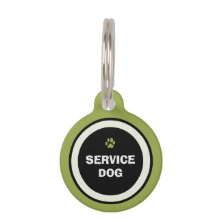 Dog ID Tag - Green & Black- Service Dog