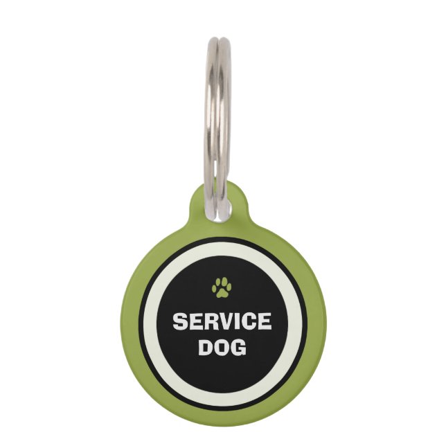 Dog ID Tag - Green & Black- Service Dog (Front)
