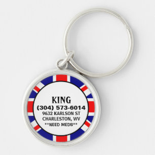 Dog ID Tag - Union Jack Custom Design Key Ring