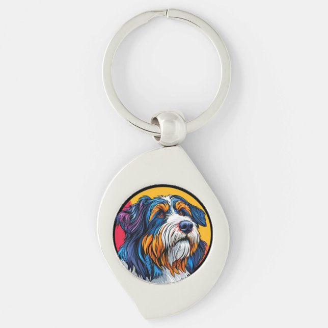 Dog Illustrating Vibrant Creativity Key Ring (Front)