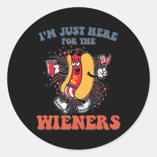 Dog I'm Just Here For The Wieners 4th Of July 4 Classic Round Sticker
