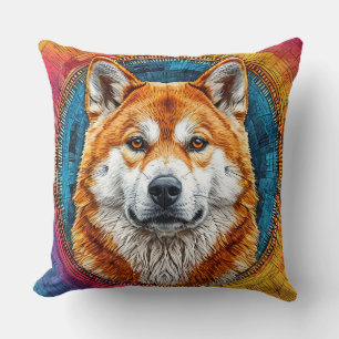 Dog in a Circular Artistic Pattern Cushion