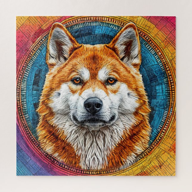 Dog in a Circular Artistic Pattern Jigsaw Puzzle (Vertical)