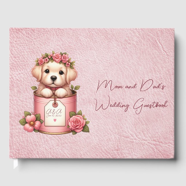 Dog In A Pail Mum and Dad's Wedding Guest Book (Front)