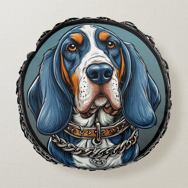 Dog in an Artistic Design Round Cushion (Front)