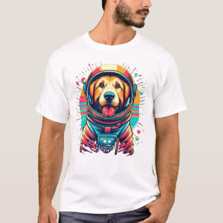 dog in astronaut's suit | Vintage Design T-Shirt