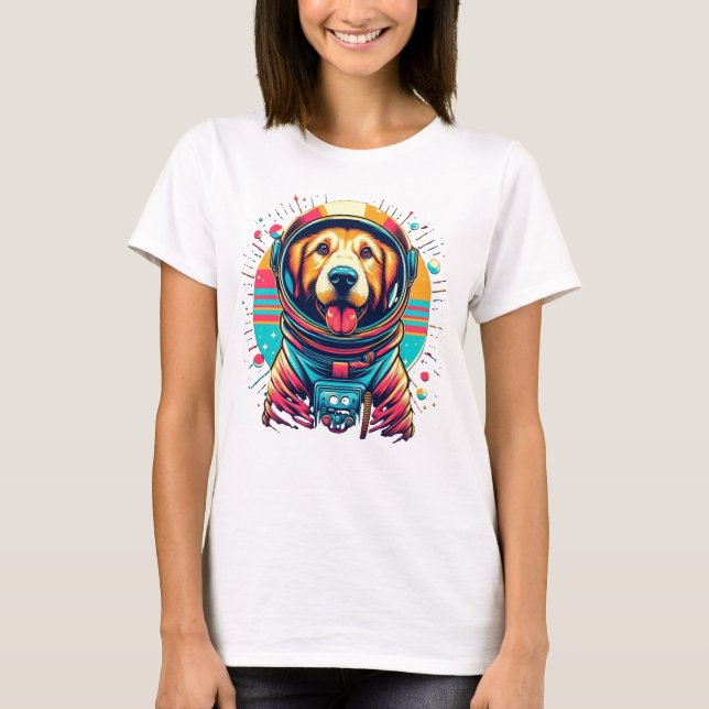 dog in astronaut's suit | Vintage Design T-Shirt (Front)