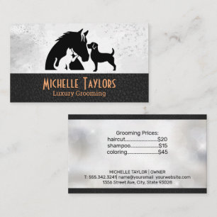 Dog in Bathtub Grooming Leather Business Card