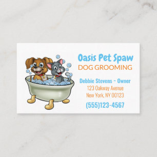 Dog In Bathtub Pet Grooming Service Business Card