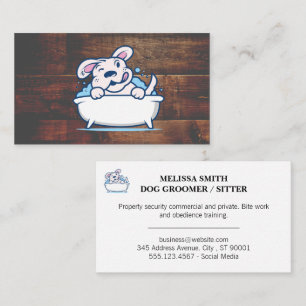 Dog in Bathtub Wood Business Card