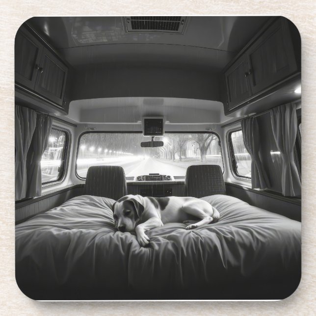 Dog in Bed of RV Coaster (Front)