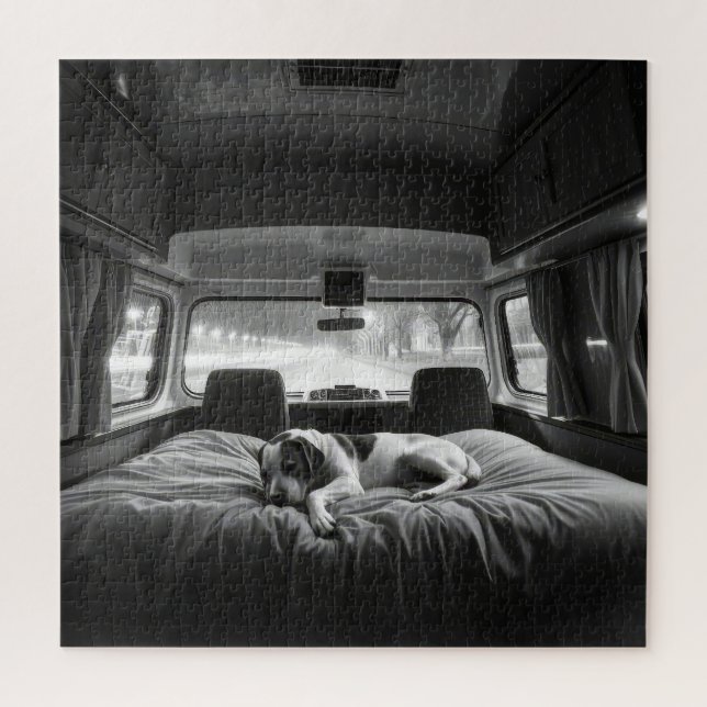 Dog in Bed of RV Jigsaw Puzzle (Vertical)