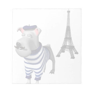 Dog in Beret in front of Eiffel Tower Notepad
