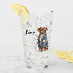 Dog in Blue Denim Jacket Glass