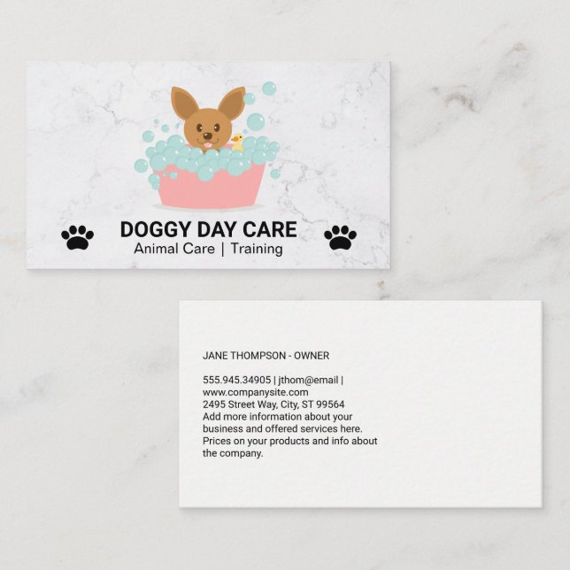 Dog in Bubble Bath | Animal Care Business Card (Front/Back)