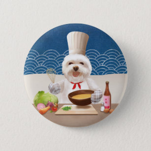 Dog In Chef Hat Cooks Soup 6 Cm Round Badge