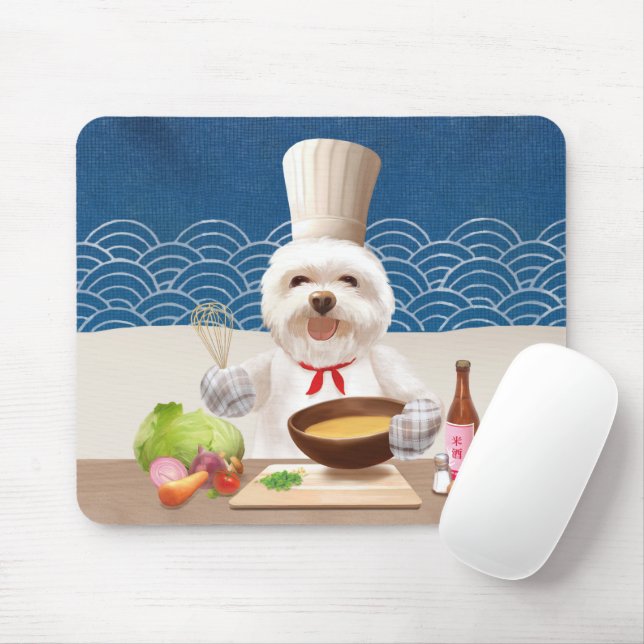 Dog In Chef Hat Cooks Soup Mouse Pad (With Mouse)