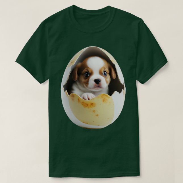 Dog in Egg Easter Puppy T-Shirt (Design Front)