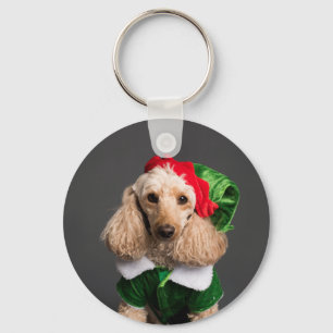 Dog in Elf Costume Key Ring