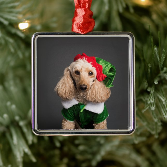 Dog in Elf Costume Metal Tree Decoration (Tree)