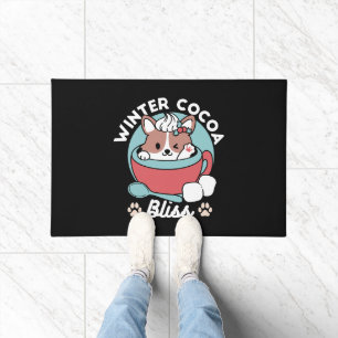 Dog in Festive Mug for Holiday Vibes - Winter Coco Doormat