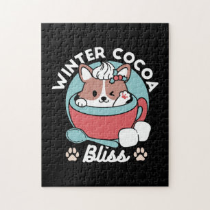 Dog in Festive Mug for Holiday Vibes - Winter Coco Jigsaw Puzzle