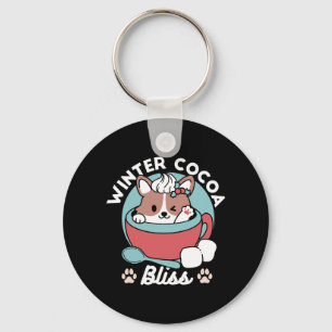 Dog in Festive Mug for Holiday Vibes - Winter Coco Key Ring