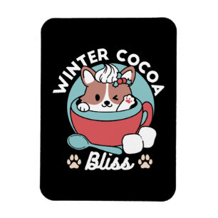 Dog in Festive Mug for Holiday Vibes - Winter Coco Magnet