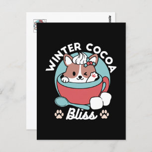 Dog in Festive Mug for Holiday Vibes - Winter Coco Postcard