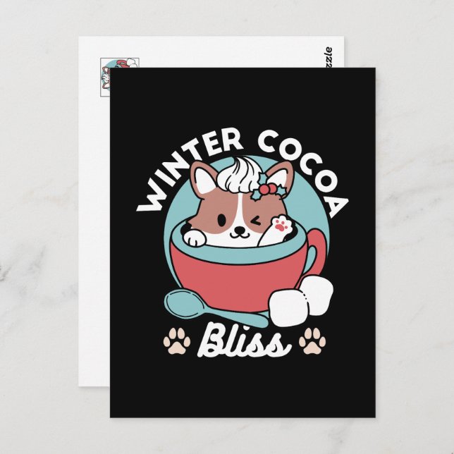 Dog in Festive Mug for Holiday Vibes - Winter Coco Postcard (Front/Back)