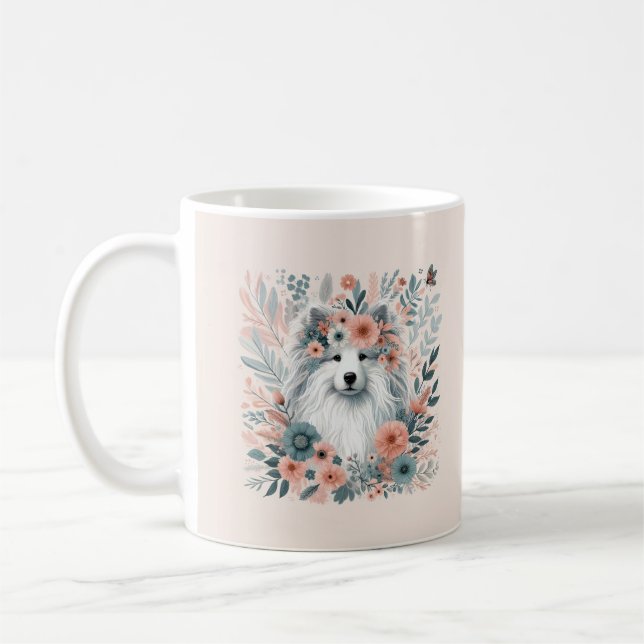 Dog in flowers coffee mug (Left)