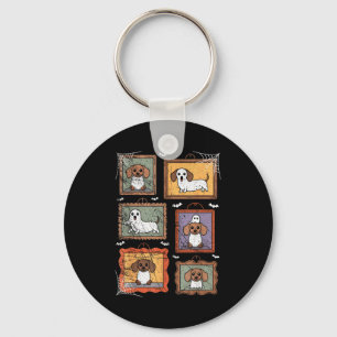 Dog In Ghost Costume Funny Halloween Puppy Lover  Key Ring