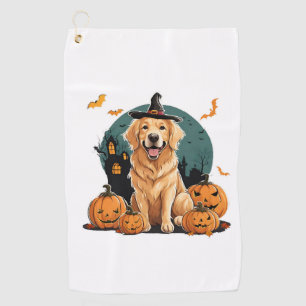 dog in halloween funny golf towel