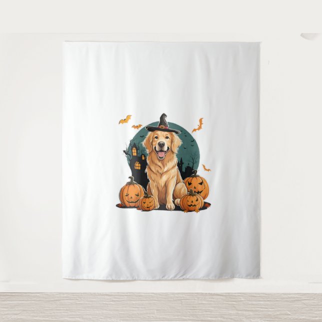 dog in halloween funny tapestry (Front)