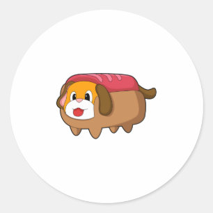 Dog in Hotdog Classic Round Sticker