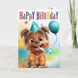 Dog in Party Hat Birthday Card