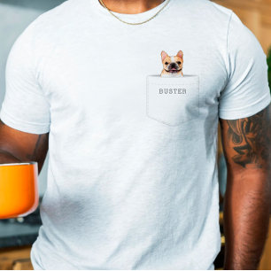 Dog In Pocket Custom Pet Photo and Name T-Shirt