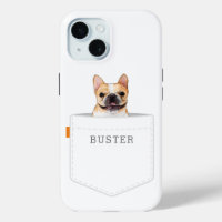 Dog In Pocket | Custom Pet Photo and Name White