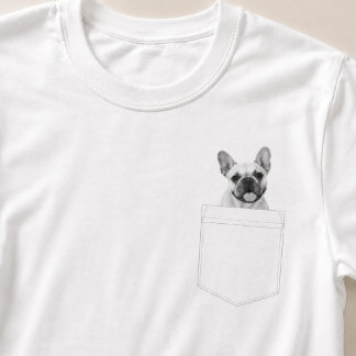 Dog In Pocket | Custom Pet Photo Black & White T-Shirt